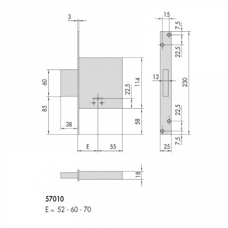 Πρόσθετη κλειδαριά ασφαλείας CISA 57010, με μονοκόμματo πείρο 4 στροφών