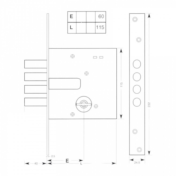 Πρόσθετη κλειδαριά ασφαλείας GEVY 115.060.004, 4 στροφών με 4 πείρους
