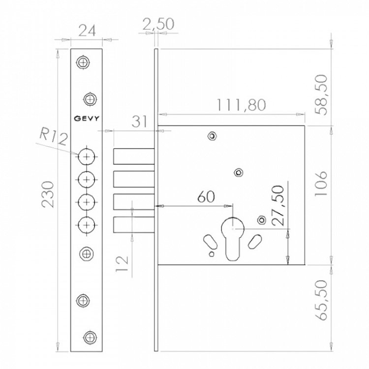 Πρόσθετη Κλειδαριά Κυλίνδρου Gevy 3 Στροφών 4 Πίρων
