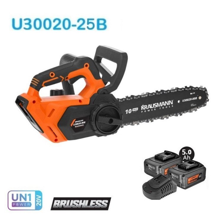 ΣΕΤ Αλυσοπρίονο BL 205mm Επαναφορτιζόμενο 20V Krausmann (U30020-25B)