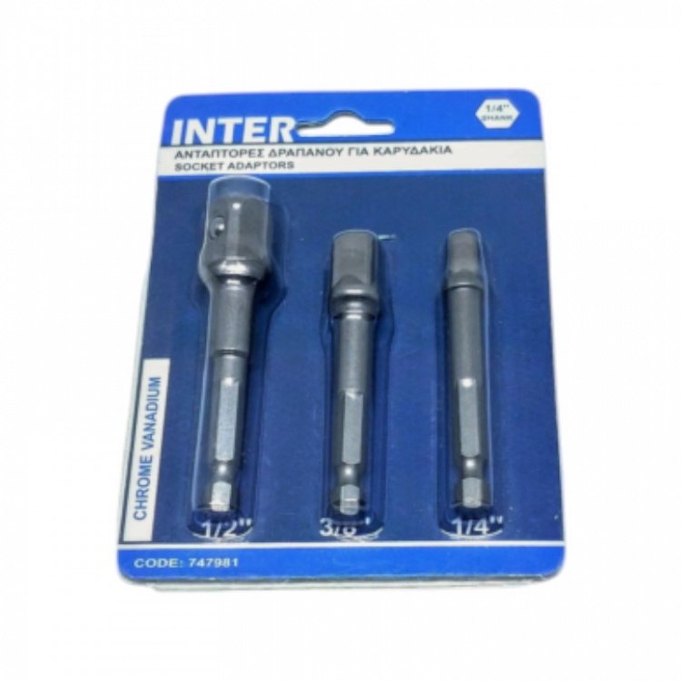 Σετ Αντάπτορες Δραπάνου Για Καρυδάκια INTER 747981 3τμχ