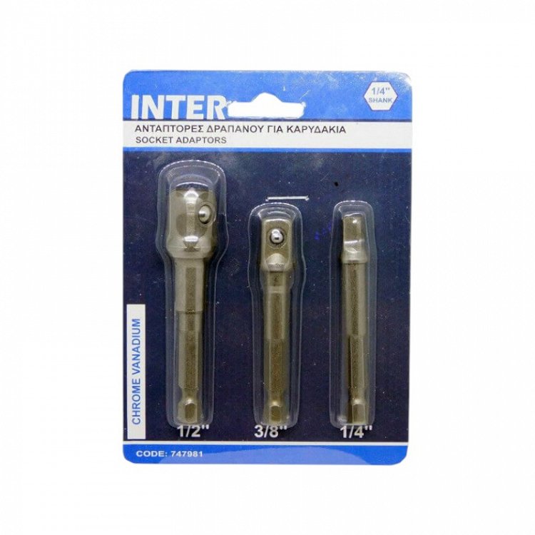 Σετ Αντάπτορες Δραπάνου Για Καρυδάκια INTER 747981 3τμχ