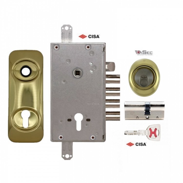 Σετ Κλειδαριάς θωρακισμένης πόρτας Cisa Revolution Pro με κύλινδρο Cisa Ap4s &amp; Defender Disec MRM500