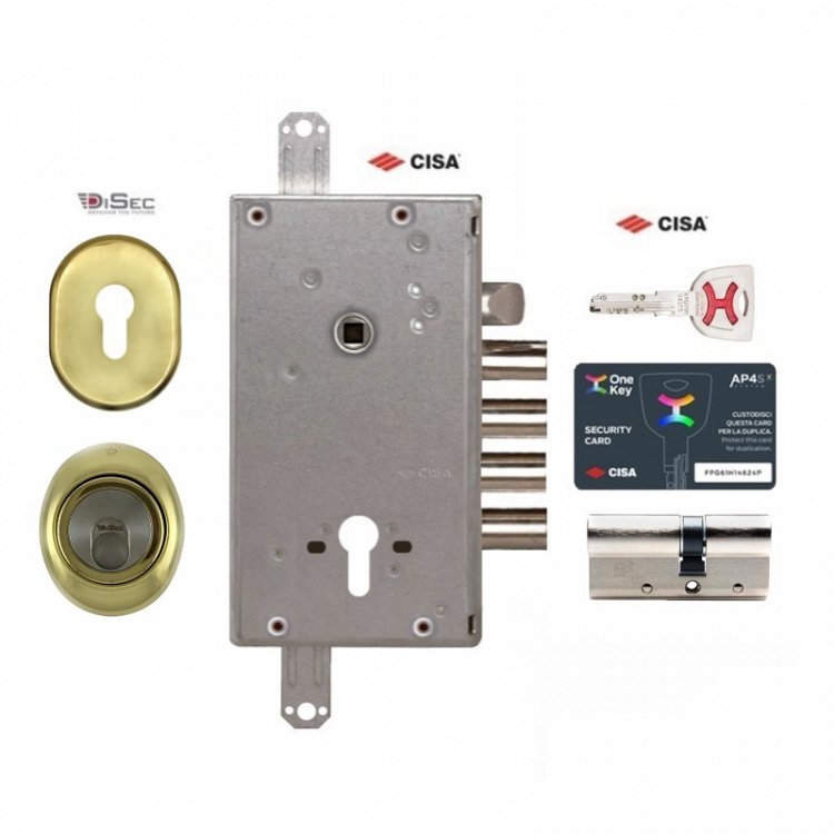 Σετ Κλειδαριάς θωρακισμένης πόρτας Cisa Revolution Pro με κύλινδρο Cisa Ap4s &amp; Defender Disec MRM500