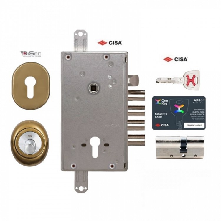 Σετ Κλειδαριάς θωρακισμένης πόρτας Cisa Revolution Pro με κύλινδρο Cisa Ap4s &amp; Defender Disec MRM500