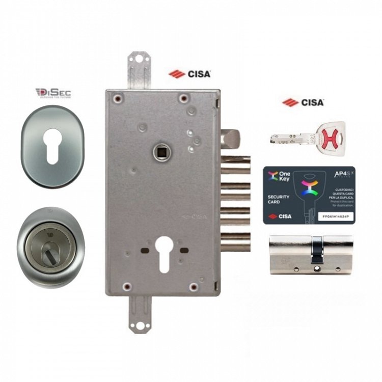 Σετ Κλειδαριάς θωρακισμένης πόρτας Cisa Revolution Pro με κύλινδρο Cisa Ap4s &amp; Defender Disec MRM500