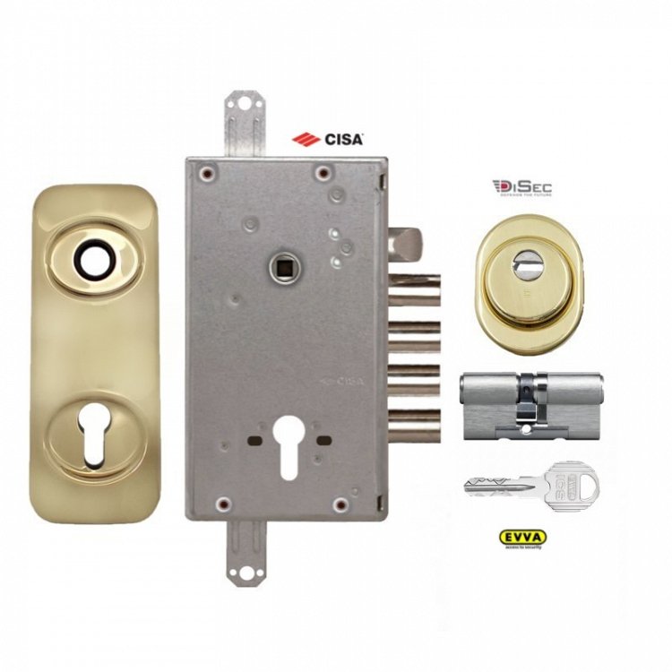 Σετ Κλειδαριάς θωρακισμένης πόρτας Cisa Revolution Pro με κύλινδρο Evva Ics &amp; Defender Disec BD200
