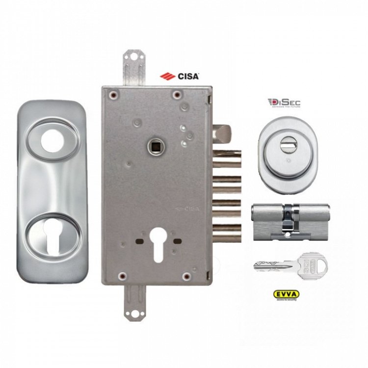 Σετ Κλειδαριάς θωρακισμένης πόρτας Cisa Revolution Pro με κύλινδρο Evva Ics &amp; Defender Disec BD200