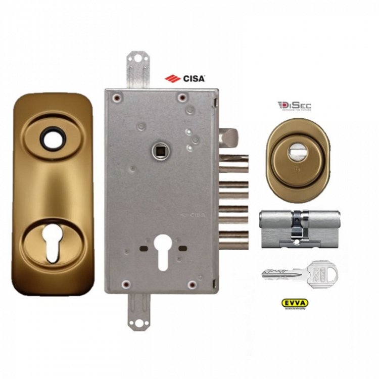 Σετ Κλειδαριάς θωρακισμένης πόρτας Cisa Revolution Pro με κύλινδρο Evva Ics &amp; Defender Disec BD200