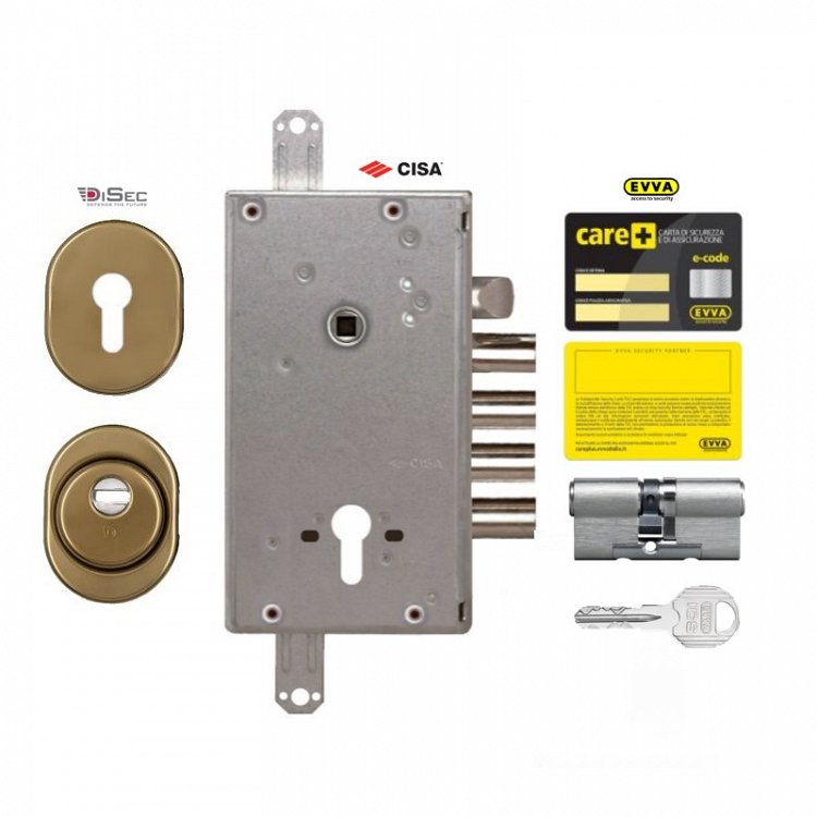 Σετ Κλειδαριάς θωρακισμένης πόρτας Cisa Revolution Pro με κύλινδρο Evva Ics &amp; Defender Disec BD200