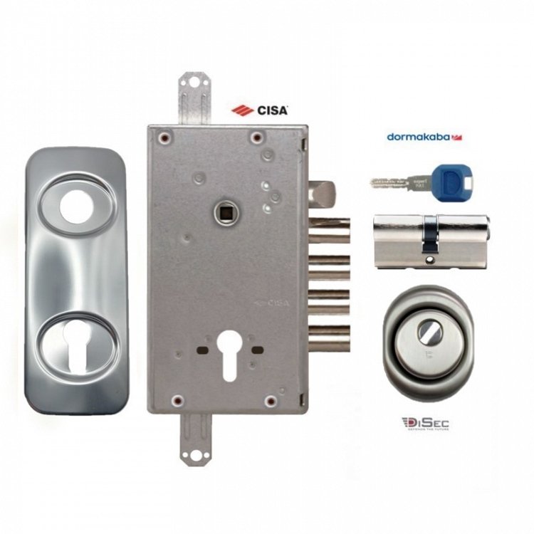 Σετ Κλειδαριά θωρακισμένης πόρτας Cisa Revolution Pro με κύλινδρο Kaba Expert Plus &amp; Defender Disec BD200