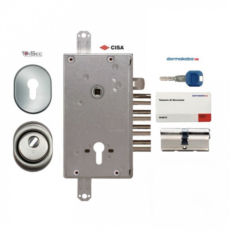 Σετ Κλειδαριά θωρακισμένης πόρτας Cisa Revolution Pro με κύλινδρο Kaba Expert Plus &amp; Defender Disec BD200