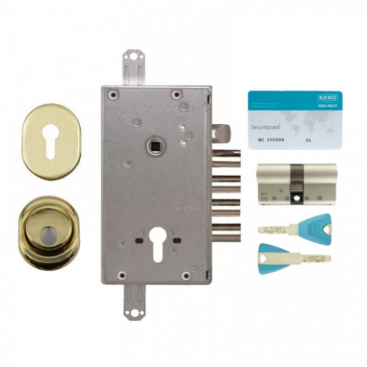 Σετ Κλειδαριά θωρακισμένης πόρτας Cisa Revolution Pro με κύλινδρο Keso 8000 Ω2 &amp; Defender Disec MRM29