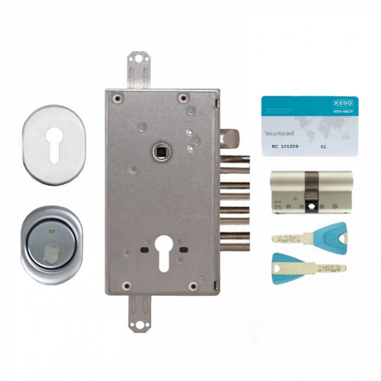 Σετ Κλειδαριά θωρακισμένης πόρτας Cisa Revolution Pro με κύλινδρο Keso 8000 Ω2 &amp; Defender Disec MRM29