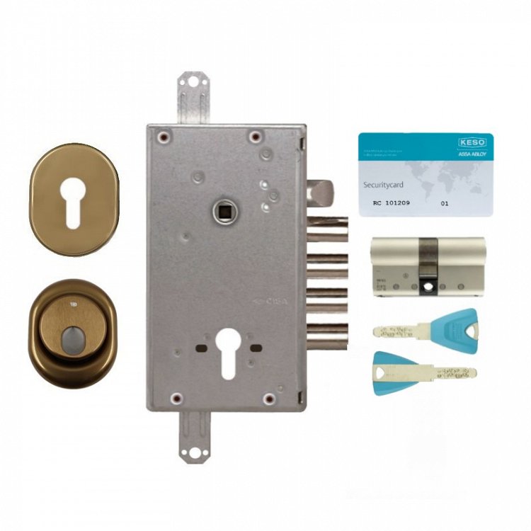 Σετ Κλειδαριά θωρακισμένης πόρτας Cisa Revolution Pro με κύλινδρο Keso 8000 Ω2 &amp; Defender Disec MRM29