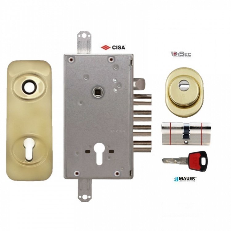 Σετ Κλειδαριάς θωρακισμένης πόρτας Cisa Revolution Pro με κύλινδρο Mauer Elite Red Line 2 &amp; Defender Disec BDS 16