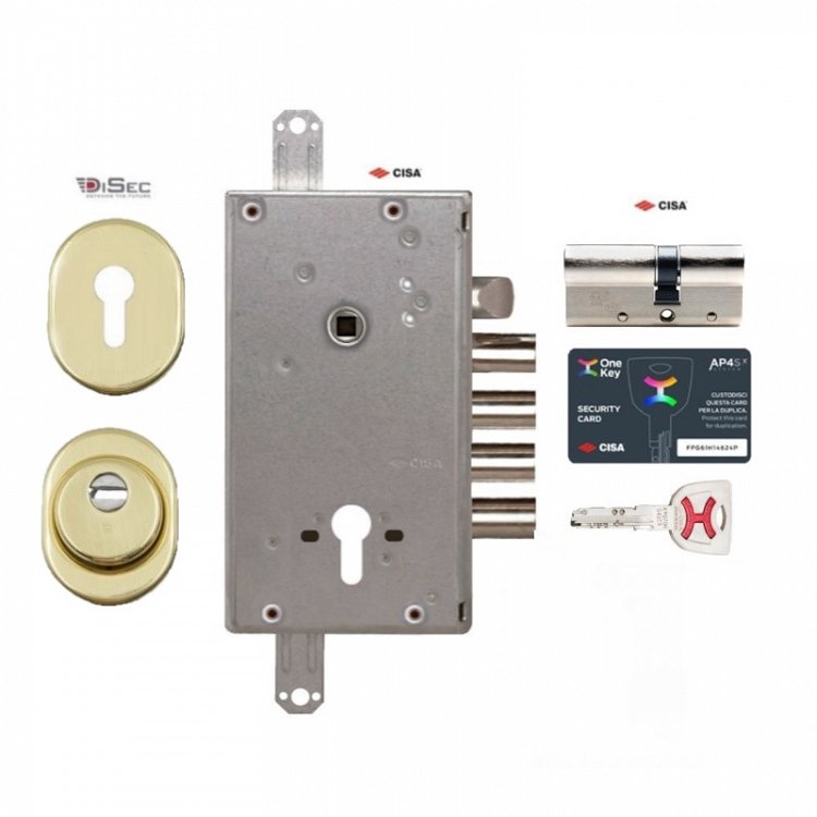 Σετ Κλειδαριάς θωρακισμένης πόρτας Cisa Revolution Pro με κύλινδρο Cisa Ap4s &amp; Defender Disec BD200