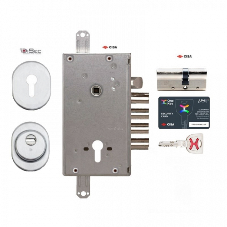 Σετ Κλειδαριάς θωρακισμένης πόρτας Cisa Revolution Pro με κύλινδρο Cisa Ap4s &amp; Defender Disec BD200