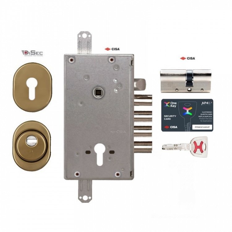 Σετ Κλειδαριάς θωρακισμένης πόρτας Cisa Revolution Pro με κύλινδρο Cisa Ap4s &amp; Defender Disec BD200
