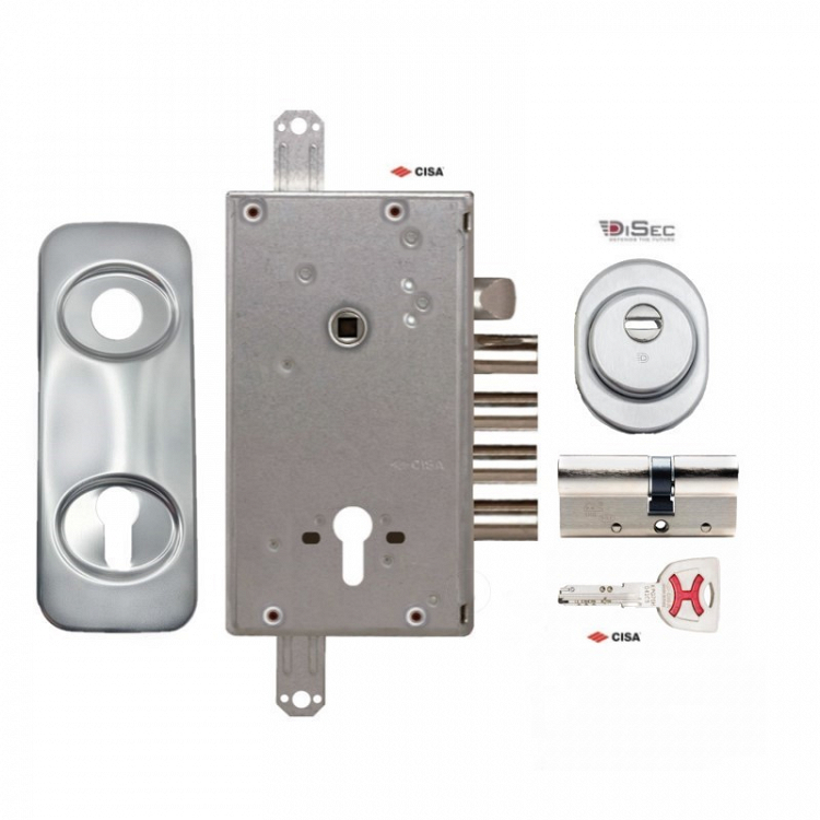 Σετ Κλειδαριάς θωρακισμένης πόρτας Cisa Revolution Pro με κύλινδρο Cisa Ap4s &amp; Defender Disec BD200
