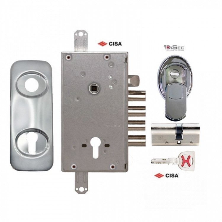 Σετ Κλειδαριά θωρακισμένης πόρτας Cisa Revolution Pro με κύλινδρο Cisa Ap4s &amp; Defender Disec MRM3551