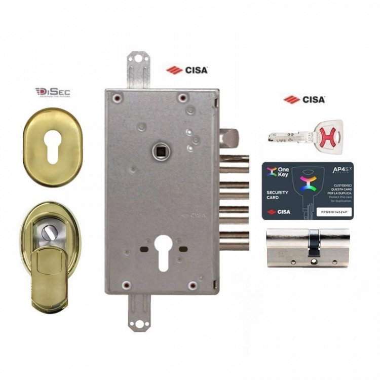 Σετ Κλειδαριά θωρακισμένης πόρτας Cisa Revolution Pro με κύλινδρο Cisa Ap4s &amp; Defender Disec MRM3551