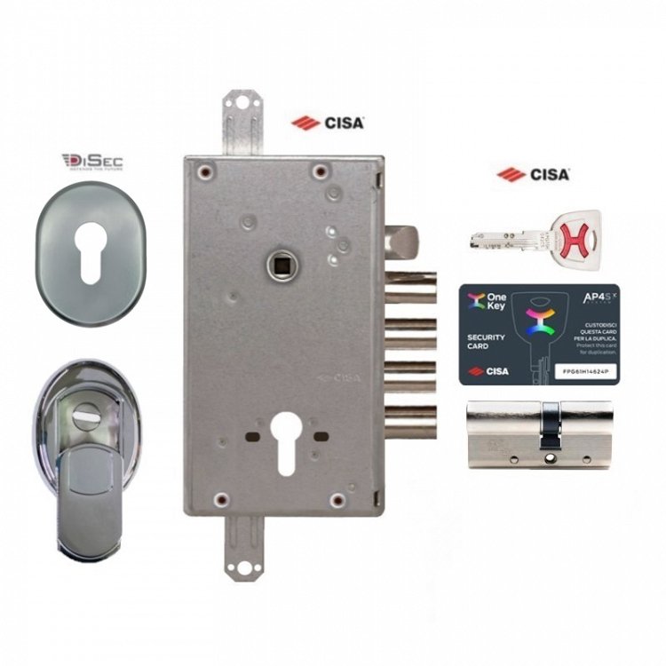 Σετ Κλειδαριά θωρακισμένης πόρτας Cisa Revolution Pro με κύλινδρο Cisa Ap4s &amp; Defender Disec MRM3551