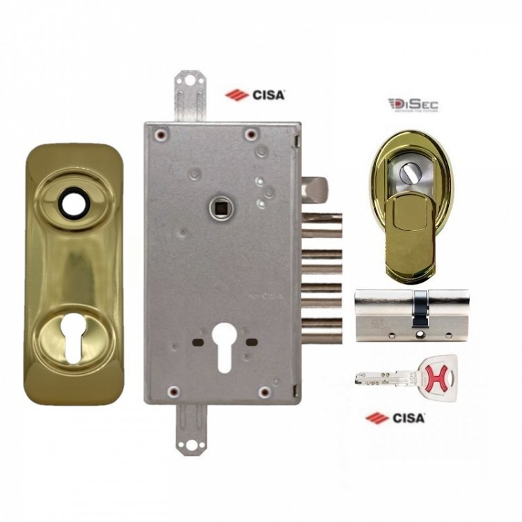 Σετ Κλειδαριά θωρακισμένης πόρτας Cisa Revolution Pro με κύλινδρο Cisa Ap4s &amp; Defender Disec MRM3551
