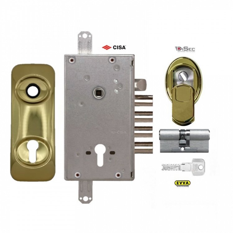 Σετ Κλειδαριά θωρακισμένης πόρτας Cisa Revolution Pro με κύλινδρο Evva 4KS &amp; Defender Disec MRM3551