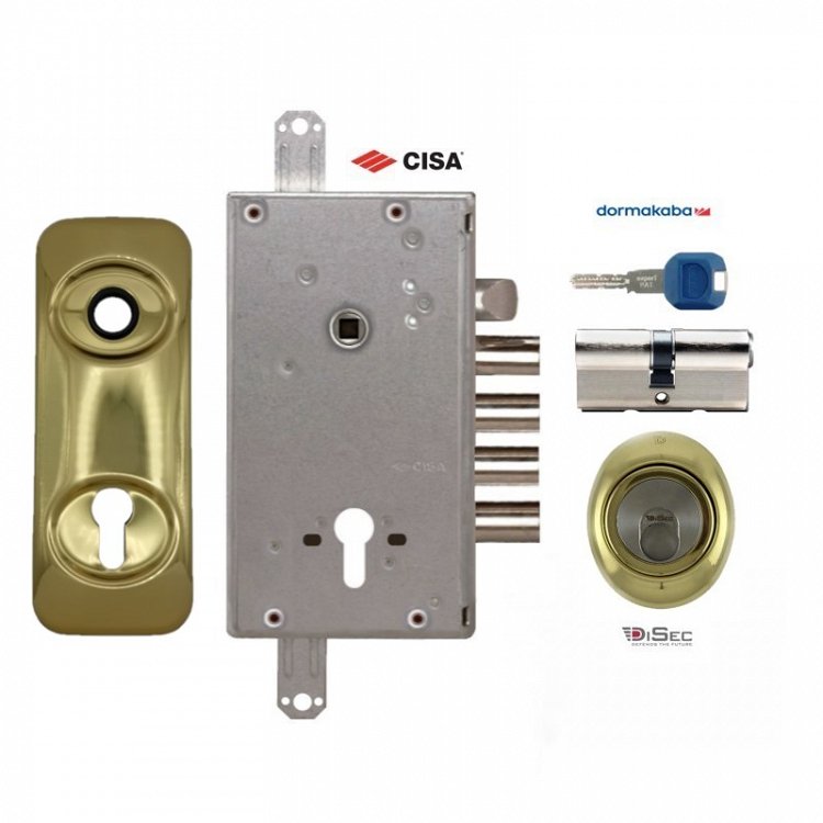 Σετ Κλειδαριά θωρακισμένης πόρτας Cisa Revolution Pro με κύλινδρο Kaba Expert Plus &amp; Defender Disec MRM500