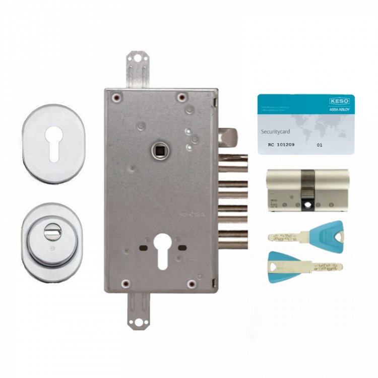 Σετ Κλειδαριά θωρακισμένης πόρτας Cisa Revolution Pro με κύλινδρο Keso 8000 Ω2 &amp; Defender Disec BKD250