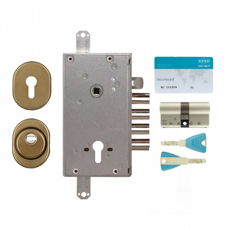 Σετ Κλειδαριά θωρακισμένης πόρτας Cisa Revolution Pro με κύλινδρο Keso 8000 Ω2 &amp; Defender Disec BKD250