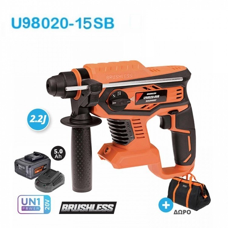 ΣΕΤ Πιστολέτο Περιστροφικό Σκαπτικό SDS-Plus Επαναφορτιζόμενο 20V BL Krausmann (U98020-15B)