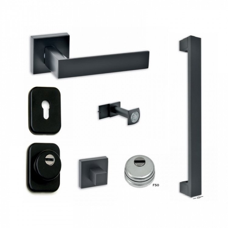 Σετ Πόμολα Θωρακισμένης Πόρτας Best SD1 Νίκελ/Μαύρο Ματ