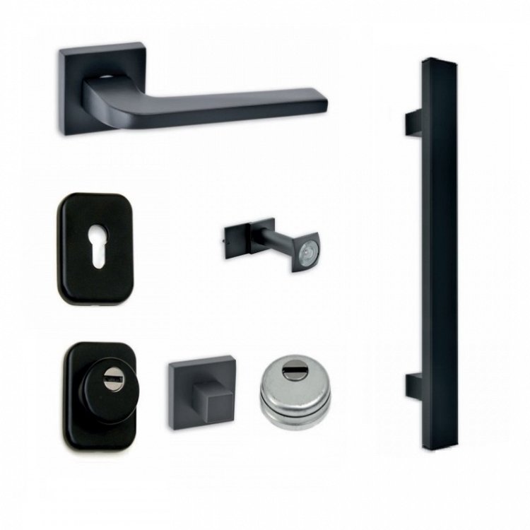 Σετ Πόμολα Θωρακισμένης Πόρτας Best SD101 Νίκελ/Μαύρο Ματ