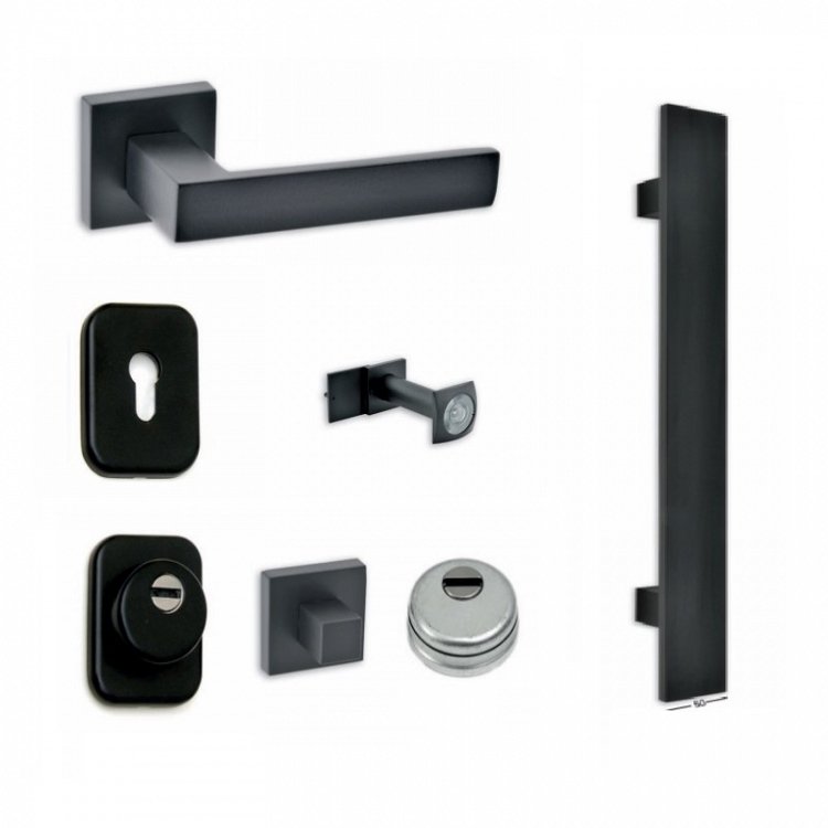 Σετ Πόμολα Θωρακισμένης Πόρτας Best SD2 Νίκελ/Χρυσό/Μαύρο Ματ