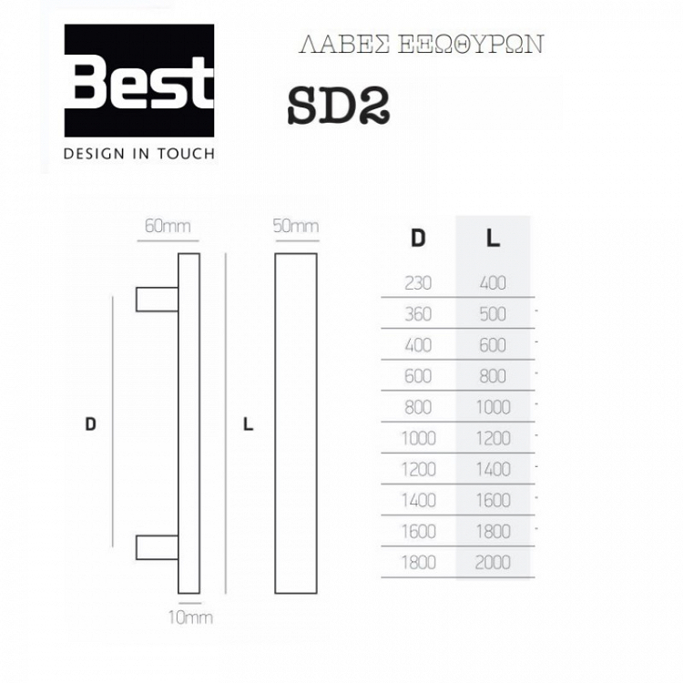 Σετ Πόμολα Θωρακισμένης Πόρτας Best SD2 Νίκελ/Χρυσό/Μαύρο Ματ