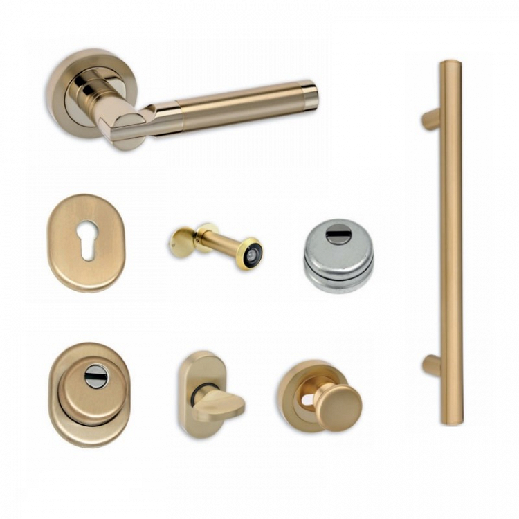 Σετ Πόμολα Θωρακισμένης Πόρτας Best SD3 Νίκελ/Αντικέ/Χρυσό/Μαύρο Ματ