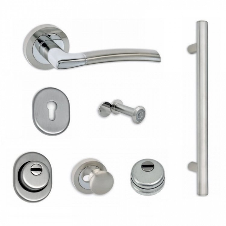 Σετ Πόμολα Θωρακισμένης Πόρτας Best SD7 Νίκελ/Μαύρο Ματ