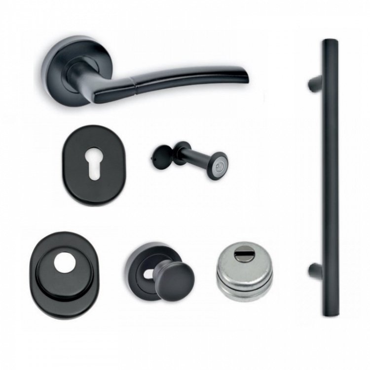 Σετ Πόμολα Θωρακισμένης Πόρτας Best SD7 Νίκελ/Μαύρο Ματ