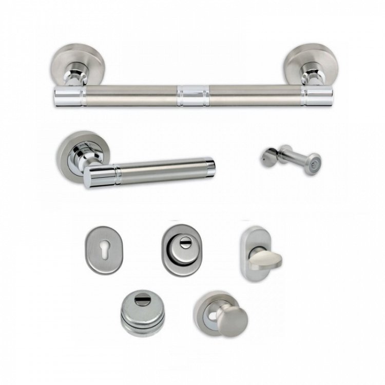 Σετ Πόμολα Θωρακισμένης Πόρτας Best SD8 Νίκελ/Χρυσό Ματ