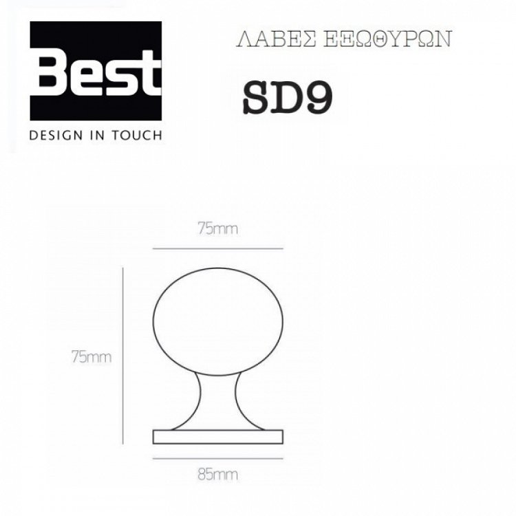 Σετ Πόμολα Θωρακισμένης Πόρτας Best SD9 Νίκελ/Χρυσό/Μαύρο Ματ