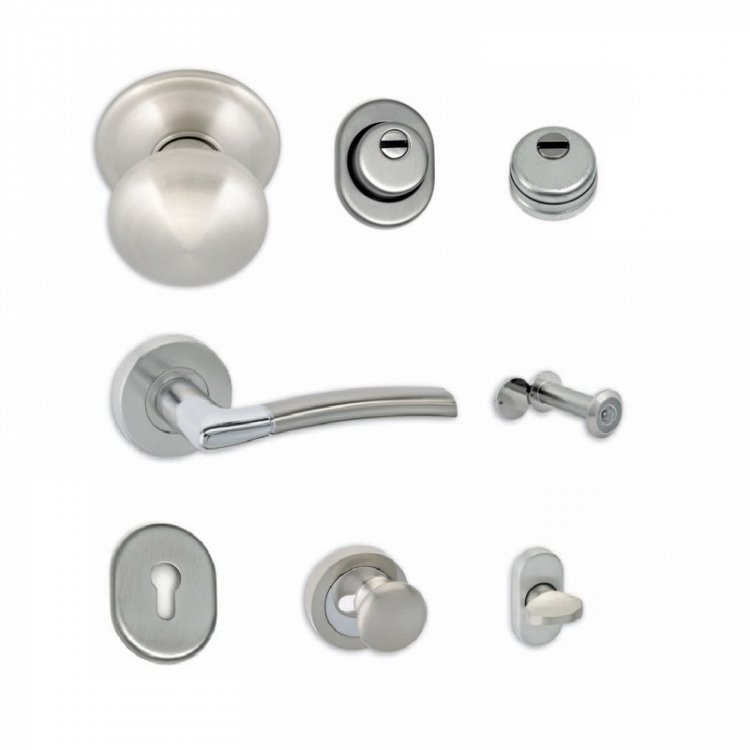 Σετ Πόμολα Θωρακισμένης Πόρτας Best SD9 Νίκελ/Χρυσό/Μαύρο Ματ