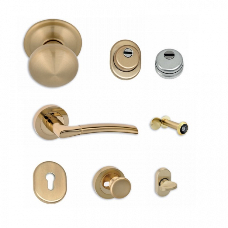 Σετ Πόμολα Θωρακισμένης Πόρτας Best SD9 Νίκελ/Χρυσό/Μαύρο Ματ