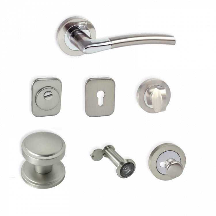 Σετ Πόμολα Θωρακισμένης Πόρτας Perfect 224-702 Νίκελ/Χρυσό Ματ