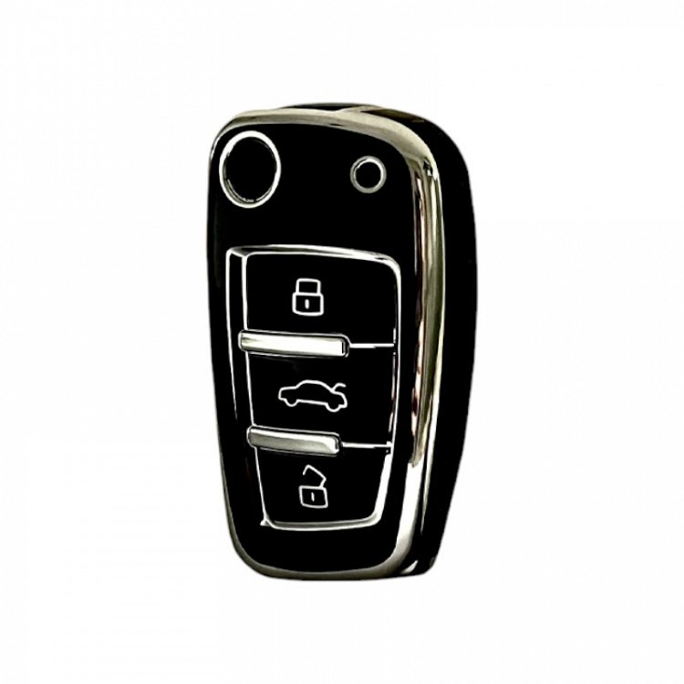 Θήκη Προστασίας (TPU) Audi με 3 Κουμπιά σε Μαύρο-Νικέλ Φινίρισμα