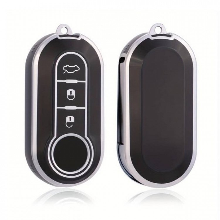 Θήκη Προστασίας (TPU) Fiat με 3 Κουμπιά σε Μαύρο-Νικέλ Φινίρισμα