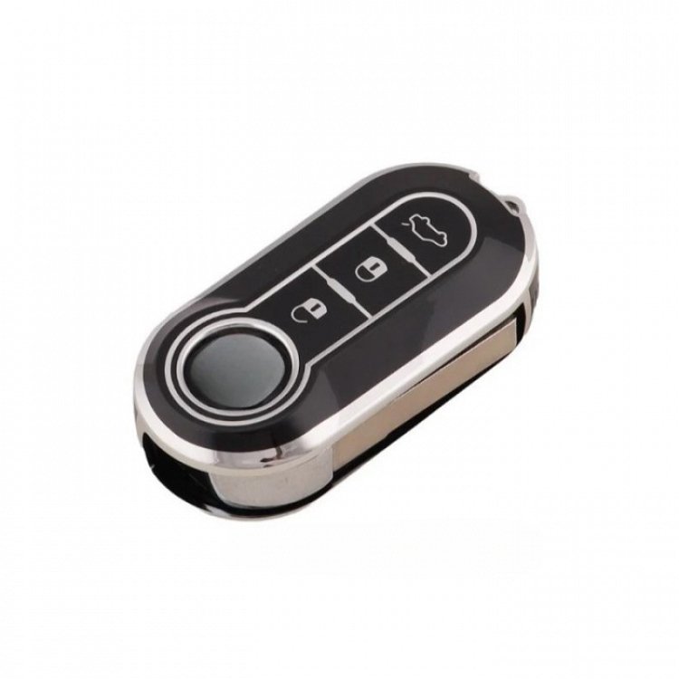 Θήκη Προστασίας (TPU) Fiat με 3 Κουμπιά σε Μαύρο-Νικέλ Φινίρισμα