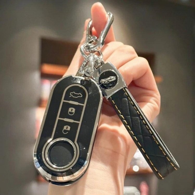 Θήκη Προστασίας (TPU) Fiat με 3 Κουμπιά σε Μαύρο-Νικέλ Φινίρισμα