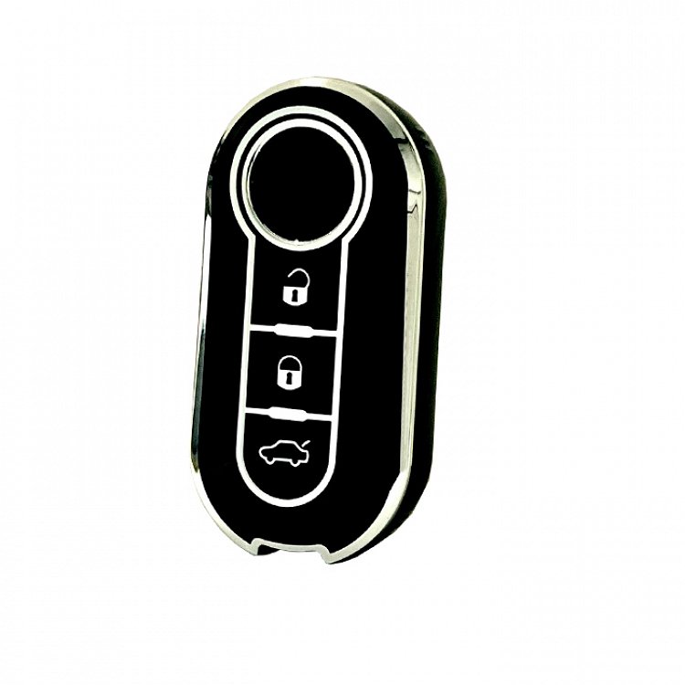 Θήκη Προστασίας (TPU) Fiat με 3 Κουμπιά σε Μαύρο-Νικέλ Φινίρισμα
